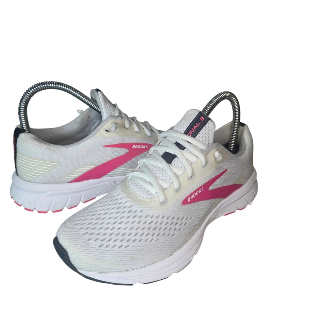 Brooks Signal 3 Womens 7B White Pink Running Shoes Sneakers 1203491B122